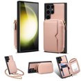 thumbnail image 1 of Nalacover for Samsung Galaxy S23 Ultra Crossbody Wallet Case for Women Men,Premium PU Leather Zipper Pocket ID Credit Card Slots Kickstand Phone Case with Removable Metal Shoulder Strap,Pink, 1 of 9