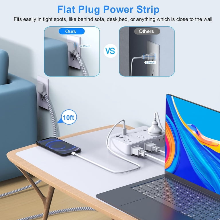 JcBlaon 10-Outlet Surge Protector Power Strip with USB-C photo 7