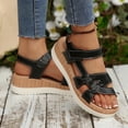 thumbnail image 5 of Yyuenw Women’s Open Toe Multi Band Wedge Sandals Lightweight PU Casual Outdoor Holiday Shoes, 5 of 9