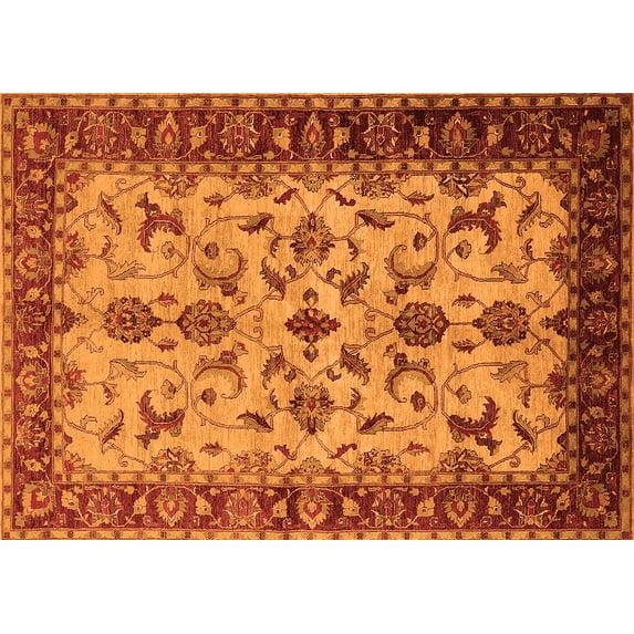 Ahgly Company Indoor Rectangle Oriental Orange Industrial Area Rugs, 5' x 7'