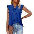 thumbnail image 2 of MESSUEN Sleeveless Shirts for Women Front Tie Top V-neck Flounce Tank Tops for Casual Solid Chiffon Blouses Ruffle Elegant Vest Women Tops Casual Summer Sleeveless Tops for Women Blue XL, 2 of 8