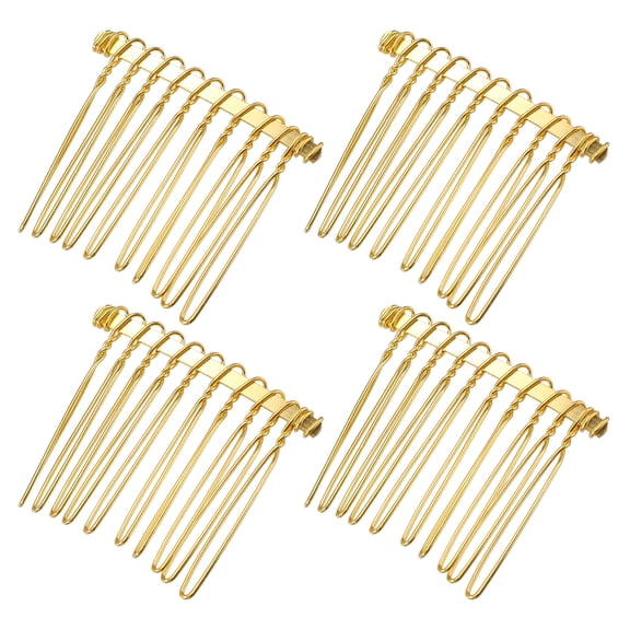 Unique Bargains 4 Pcs No Slip Hair Side Combs Accessories Metal 1.6" Gold Tone