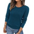 thumbnail image 3 of BTFBM Womens Sweaters Long Sleeve Crewneck Pullover Tops Dressy Casual Lightweight Knit Sweater,Small Hollow Out Boho Shirts, Fall Fashion,Winter Layer Basic Clothes,Business Casual Outfits, 3 of 9