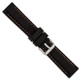 thumbnail image 4 of 20mm Black Smooth Silicone with Orange Stitching and Silver-tone Buckle 8 inch Watch Band, 4 of 5