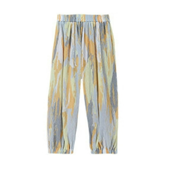 Otqutp Active Leggings for Children Toddler Kids Baby Girls Long Pants Soft Cotton Harem Pants Summer Dress Ice Silk Loose Thin