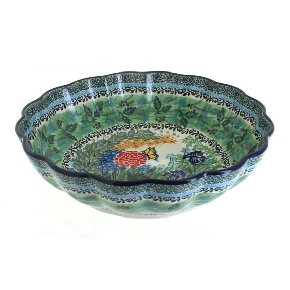 Blue Rose Polish Pottery Teresa Large Scallop Bowl