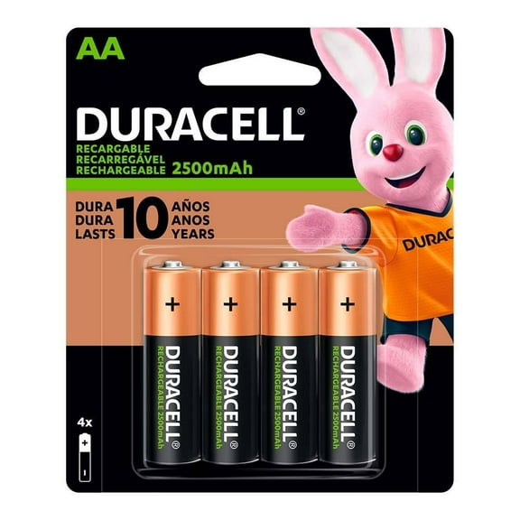 Pilas recargables Duracell AA 2500mAh  4 pzas