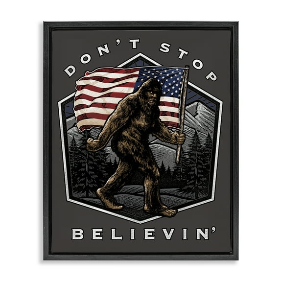Stupell Industries Don't Stop Believing Novelty Painting Black Floater Framed Art Print Wall Art, 17 x 21