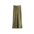thumbnail image 5 of Women's Flowing Satin Midi Skirt, High Waist With Elastic Waistband, Female Skirts, Chic Fashion, 5 of 10