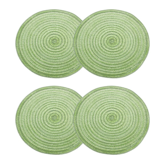 Uxcell 4pcs Round Braided Placemats 12" Non-Slip Round Table Mats for Dining Tables Washable Heat Insulation Woven Placemats, Green