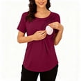 thumbnail image 2 of RongHuan Women's Maternity Shirts Short Sleeve Split Hem Pregnancy Tops Comfy Crew Neck T Shirt, 2 of 8