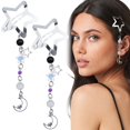 thumbnail image 1 of Pndeyo 2 pinzas para el pelo con borlas de estrella para mujer, antideslizantes, años 2000, Y2k, pasadores para el pelo, lindo colgante con cuentas de luna, accesorios para trenzas, pelo largo, corto,, 1 of 5
