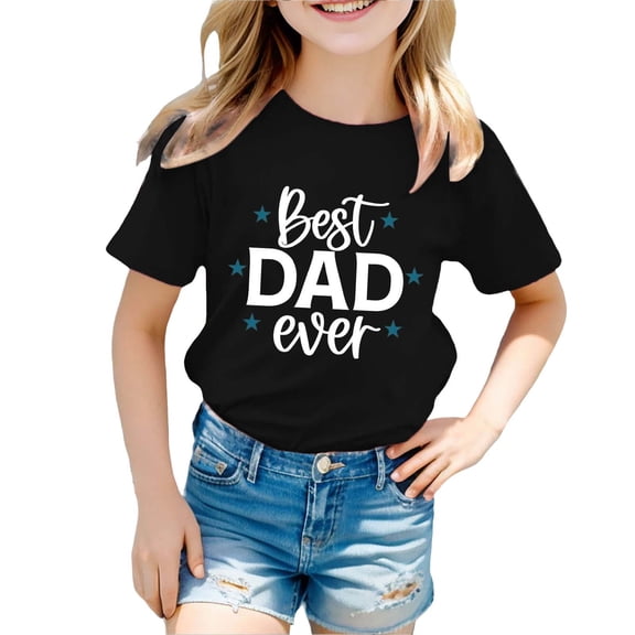 Hiijoy Infant Girl Father's Day Graphic T-Shirt Summer Short Sleeve T Shirt, Sizes 18M-8Y