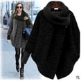 thumbnail image 3 of Abrigos de lana para mujer, cuello alto, manga larga, largo medio, chaquetas vintage, ropa de invierno de punto con retazos, abrigos de moda para mujer, 3 of 4