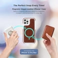 thumbnail image 2 of iHome Magnetic Vegan Leather Velo Case, Ultra Slim Shock-Absorbing Protective Case, MagSafe Compatible for iPhone 12 Pro Max, Brown, 2 of 8