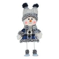Christmas Snowman Plush Doll Toys- Christmas Blue Series Snowman Plush Ski Doll Stuffed Snowman Plush Christmas Decorations -Winter Christmas Gifts(F)
