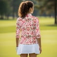 thumbnail image 5 of Uorisanigo Pink Heart Womens Quick Dry Athletic Polo Shirts Comfortable Polyester Spandex Fabric Women's 3/4 Sleeve Golf Top with Zipper Soft Relaxed Casual Tennis Tops Size XL, 5 of 7