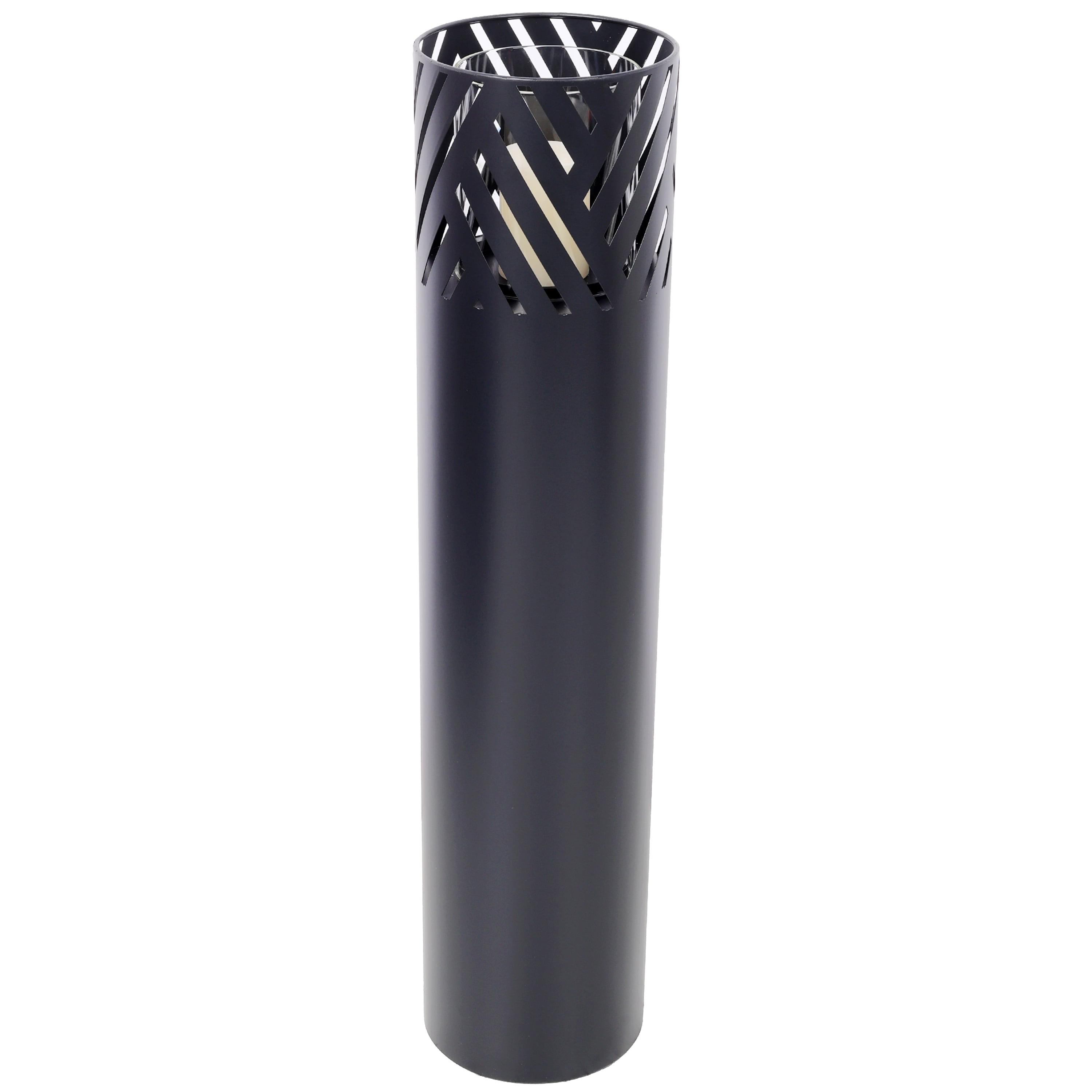 Set of 2 Lantern Column, Decorative Column for Garden in Black Industrial Design, Lantern for Outdoor and Indoor, Lantern Including Candles, Oriental, 37 1/2+ 29 1/2 in