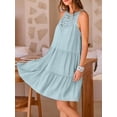 thumbnail image 5 of SHIBEVER Halter Dresses for Women Summer Sleeveless A-Line Tiered Swing Sundress for Womens Clothes Mini Dress Casual Hollow Out Beach Vacation Lace Crochet Babydoll Dresses, 5 of 9