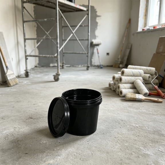 HAMPPLIES Black Plastic Paint Bucket Airtight Lid Lightproof Protection