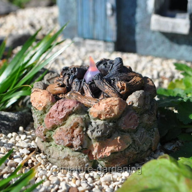 Miniature Stone Fire Pit With Light For, Fairy Garden Fire Pit