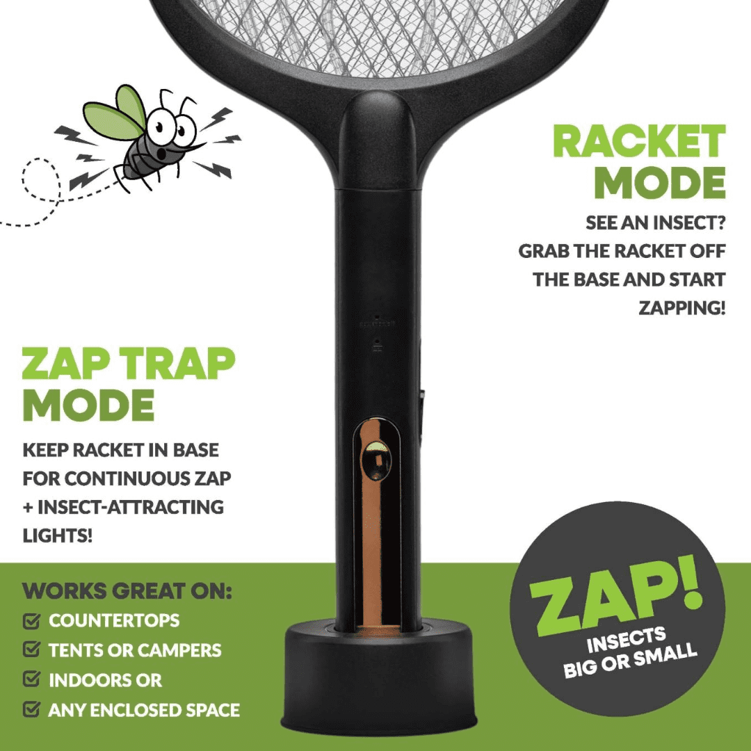ZAP! 2-in-1 Insect Zap Racket and Trap, Best Bee Brothers, for Mosquitoes and Bees