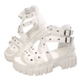 thumbnail image 1 of DAFEI Women's Sandals with Thick Soles Rhinestone Studs Solid Color Straps Platform Versatile Hollow Out Design, 1 of 8