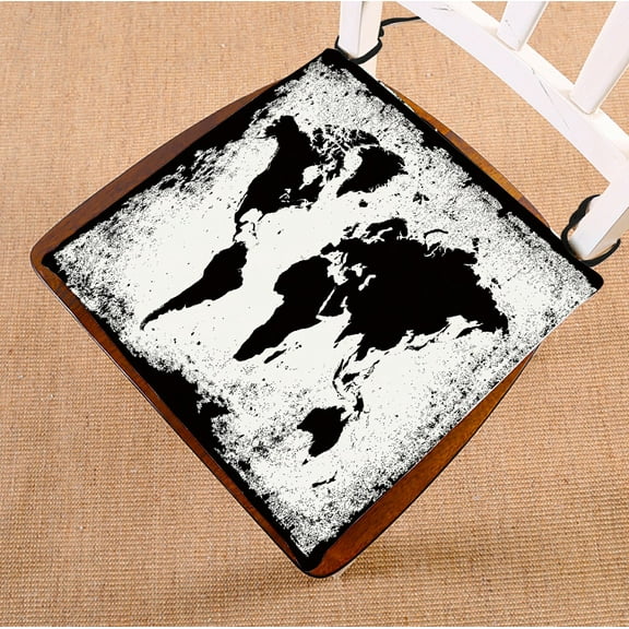 PHFZK Global Chair Pad, Vintage Retro World Map Seat Cushion Chair Cushion Floor Cushion Two Sides Size 16x16 inches
