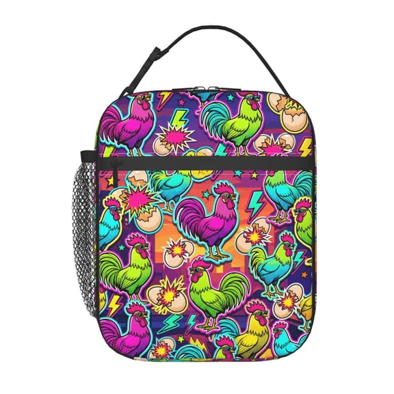 Chicken Lunch Bag Insulated Leakproof Thermal Reusable Lunch Box With Buckle Handle Side Pocket For Work Office Commuting