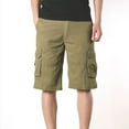 thumbnail image 5 of Kagetolytai Pants for Men Men's Casual Mid Waist Cropped Trousers Multi Pockets Outdoor Straight Leg Pants Shorts Pants Cargo Pants for Men Dark Green 31, 5 of 5
