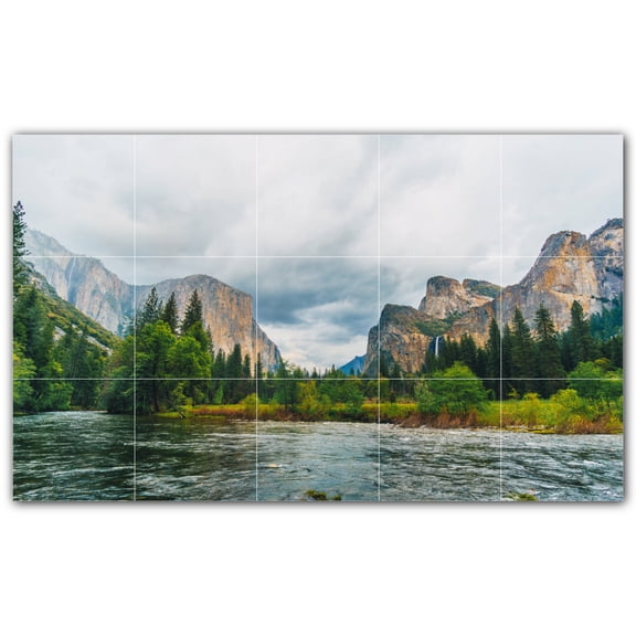 Picture-Tiles.com: River Ceramic Tile Wall Mural WAL500903-53S. 21.25"W x 12.75"H using (15) 4.25" x 4.25" Ceramic Tiles-Satin Finish