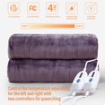 thumbnail image 2 of TRAHOO-Heated Blanket King 100"x90" - ETL&FCC Certified Flannel Electric Blanket Throw Machine Washable Heating Blanket with 4 Heating Levels 10 Hours Auto-Off Overheating Protection (Purple), 2 of 4