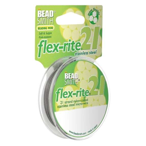 The Beadsmith Flex-Rite Beading Wire - 21-Strand, 0.020" (0.50 mm) Dia, Clear, 30 ft