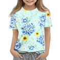 thumbnail image 3 of Cute Summer Tops for Girls Size 7-8 Casual Short Sleeve Crew Neck Girls Shirts Funny Daisy Graphic T-Shirts Girls Clothes Blouse T-Shirt Blue 12-13 Years, 3 of 6