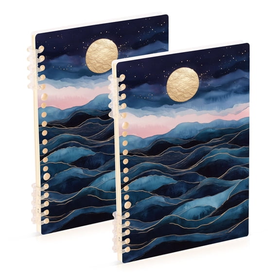 FORMRS 1-Subject Spiral Notebook 8" x 5" College Ruled 60 Refillable Sheet A5 Hard Cover, 2 Pack, Ocean Waves