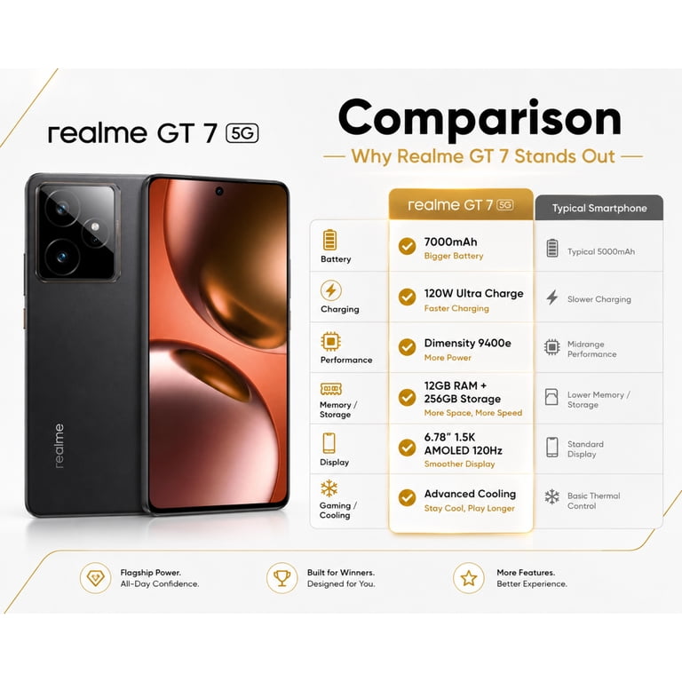 realme GT 7 IceSense Black 本体 Realme GT 7 5G Dual Sim 256GB ROM 12GB RAM GSM Unlocked - Black