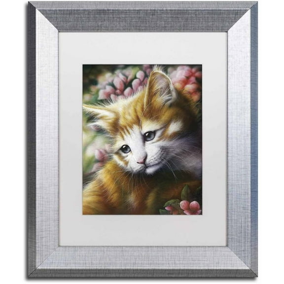 Trademark Fine Art 'Buttercup' Canvas Art by Jenny Newland, White Matte, Silver Frame
