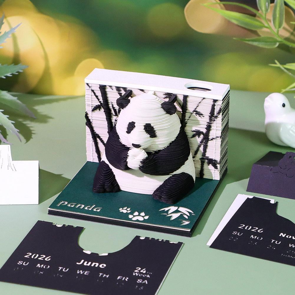 Calendrier Bloc-notes 3D 2026 Thème Panda - 175 Pages à Déchirer, Sculpture En Papier - Avec Fente Porte-stylo - Cadeau Créatif