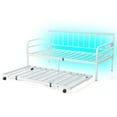 thumbnail image 2 of Costway Twin Size Daybed with Pop-up Trundle Charging Station & LED Lights for Living Room White, 2 of 9