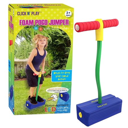 Click n' Play Foam Pogo Jumper - Makes Squeaky Sounds with Flashes LED