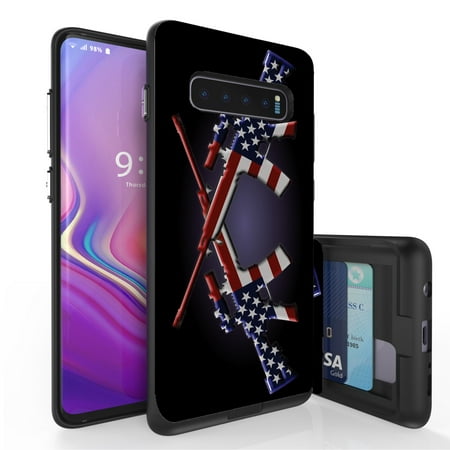 Galaxy S10+ Case, Duo Shield Slim Wallet Case + Dual Layer Card Holder For Samsung Galaxy S10+ [NOT S10 OR S10e] (Released 2019) American (Best Bullpup Rifle 2019)