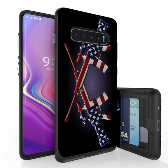 Galaxy S10  Case, Duo Shield Slim Wallet Case   Dual Layer Card Holder For Samsung Galaxy S10  [NOT S10 OR S10e] (Released 2019) American Rifle