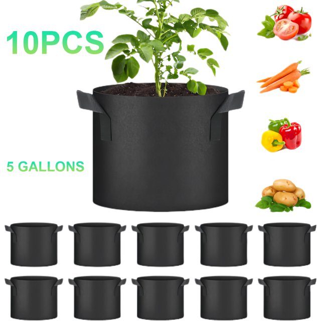Macetero Fieltro Tela para Cultivo WDOplteas 5/10 Uds Con Asa