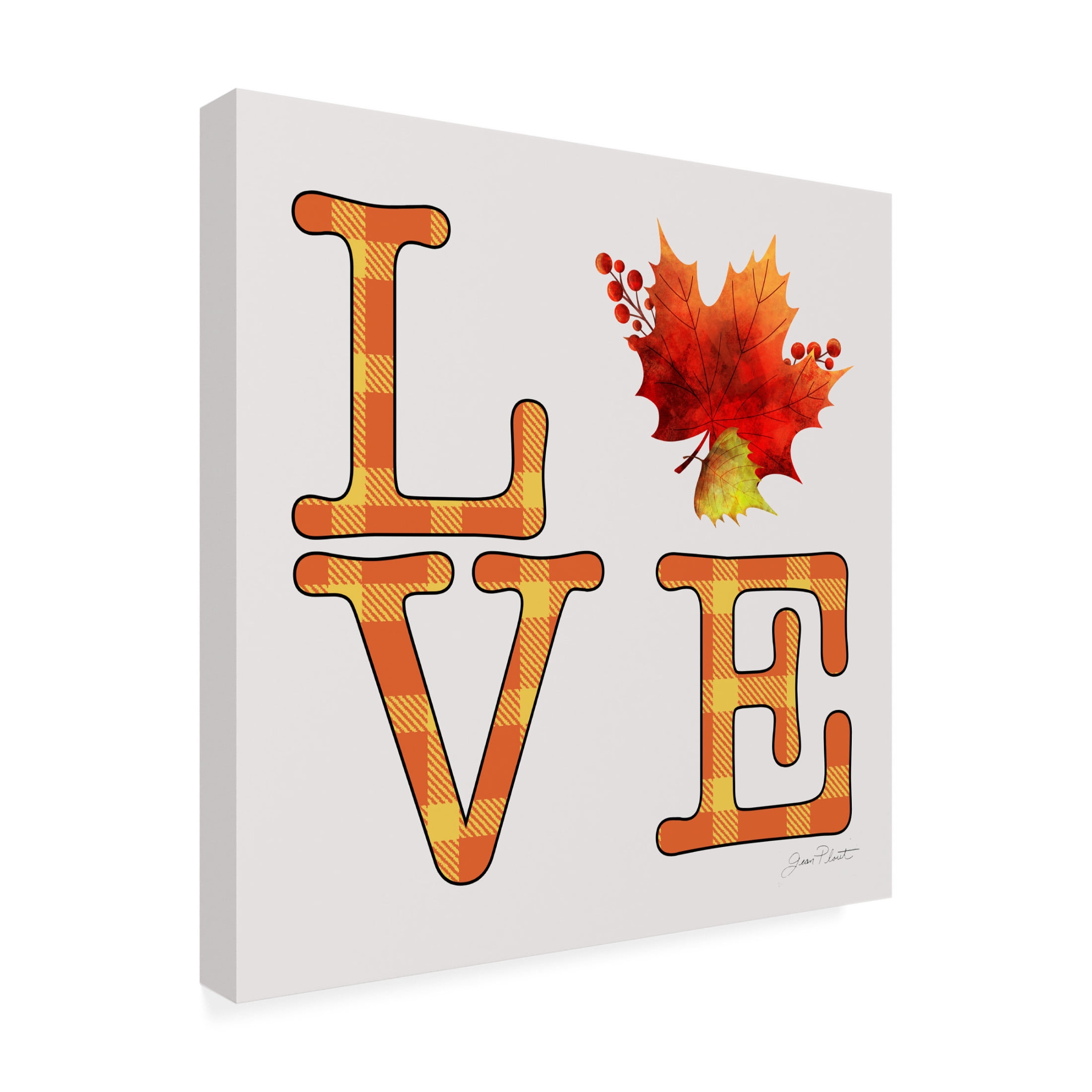 Canvas Wall Art - Jean Plout 'Fall Plaid Celebration D' Wall Art for Living Room, Bedroom, or Office Décor by Trademark Fine Art - 18 x 18 Inches