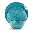 thumbnail image 2 of Elama Aqua Lily 16 Piece Luxurious Stoneware Dinnerware with Complete Setting for 4, 2 of 7