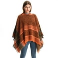 thumbnail image 4 of Poncho con capucha y estampado azteca bohemio para mujer con borlas, 4 of 6