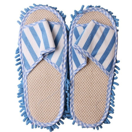 

Washable ing Cleaning Striped Quick Lazy Home Mop Slippers Coral Fleece