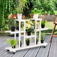 thumbnail image 3 of Topbuy 4-Tier White Rolling Flower Rack Wood Plant Stand 12 Pots Bonsai Display Shelf w/ Lockable Casters, 3 of 9