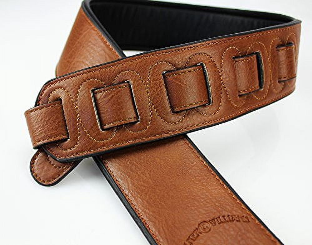 Walker & Williams G-54 Chestnut Brown Guitar Strap with Padded Glove Leather Back