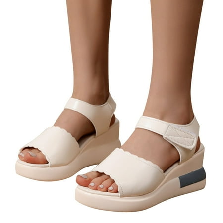 

Women s Ladies Fashion Casual Solid Open Toe Platforms Sandals Beach Shoes Black 6.19876